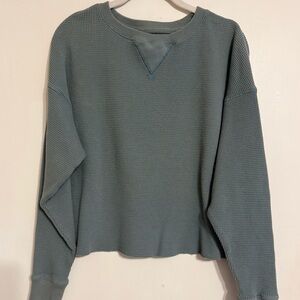 Abercrombie & Fitch Women's Crewneck Waffle Knit Sweater - Dusty Teal